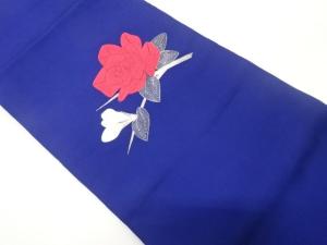 塩瀬　薔薇模様　刺繍　名古屋帯